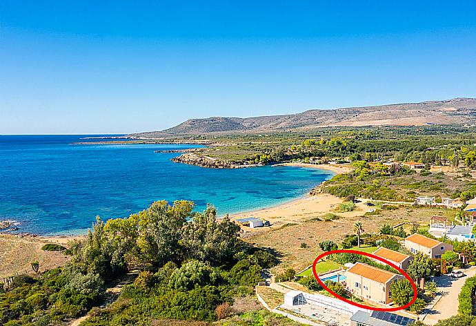 Aerial view showing location of Antigoni Beach House . - Antigoni Beach House . (Photo Gallery) }}