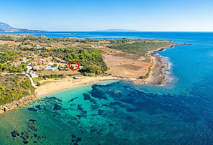 Aerial view showing location of Antigoni Beach House . - Antigoni Beach House . (Photo Gallery) }}