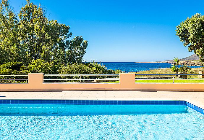 Private pool and terrace with sea views . - Antigoni Beach House . (Photo Gallery) }}