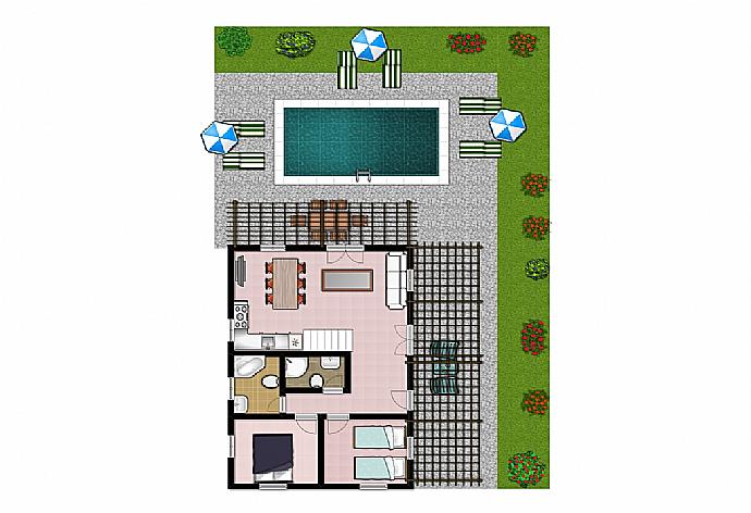 Floor Plan: Ground Floor . - Antigoni Beach House . (Photo Gallery) }}