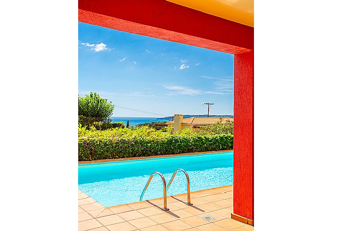 Private pool, terrace, and garden with sea views . - Villa Vali . (Galería de imágenes) }}