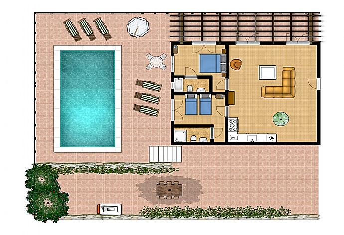 Floor Plan: Ground Floor . - Villa Eleni . (Photo Gallery) }}