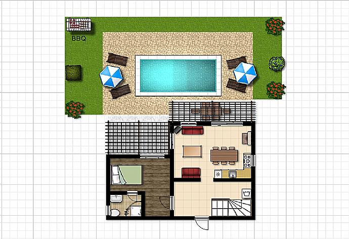 Floor Plan: Ground Floor . - Villa Eleni Agios Stephanos . (Галерея фотографий) }}