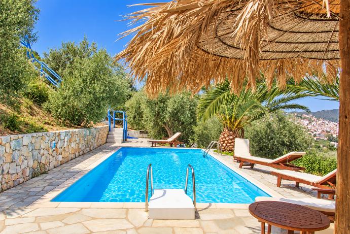 Private pool and terrace area . - Villa Ourania . (Photo Gallery) }}