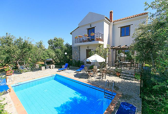 ,Private pool with terrace . - Villa Tzina . (Photo Gallery) }}