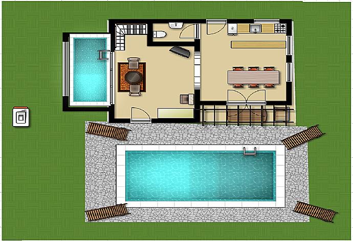 Floor Plan: Ground Floor . - Villa Tzina . (Galerie de photos) }}