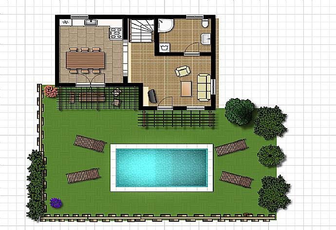 Floor Plan: Ground Floor . - Andreas Beach Villa . (Photo Gallery) }}