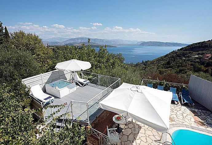 Private pool, terrace, jacuzzi, and sea views . - Villa Anastasia . (Photo Gallery) }}