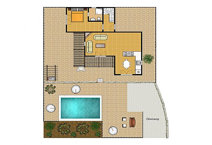 Floor Plan: Ground Floor . - Villa Ioanna Agios Stephanos . (Photo Gallery) }}
