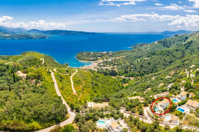 Aerial view showing location of villa . - Villa Ioanna Agios Stephanos . (Photo Gallery) }}