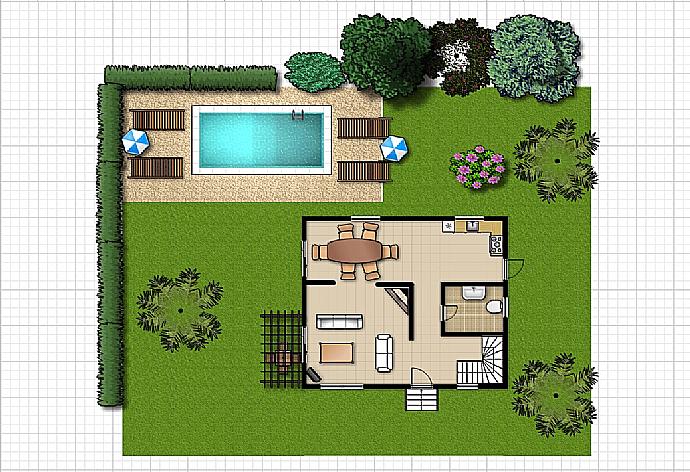 Floor Plan: Ground Floor . - Villa Alexandros . (Photo Gallery) }}