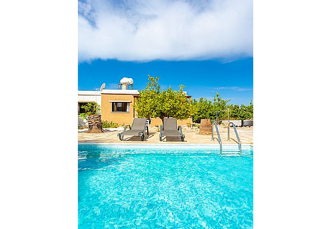 Private pool and terrace with sea views . - Villa Eleni . (Photo Gallery) }}