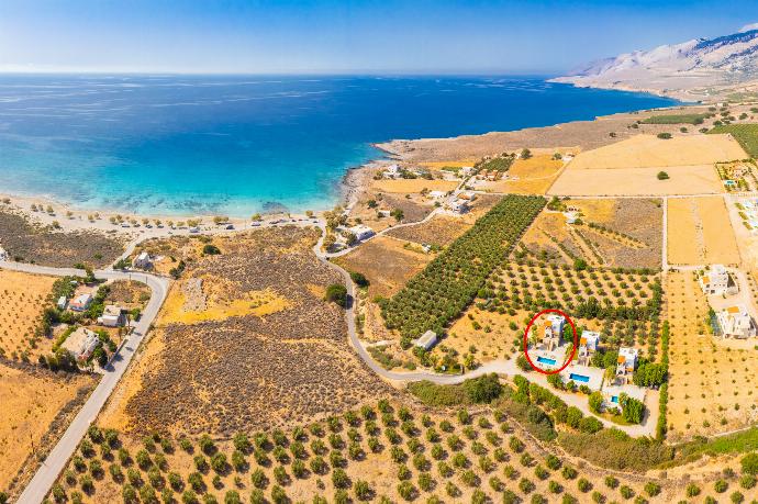 Aerial view showing location of villa . - Theo Beach Villa . (Photo Gallery) }}