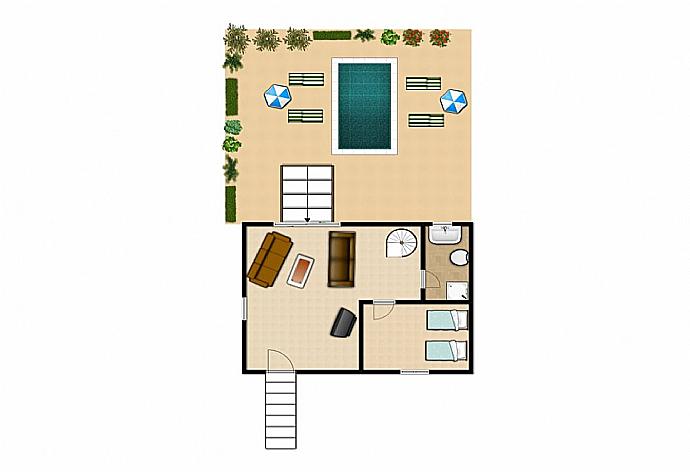 Floorplan of ground level . - Villa Fedra . (Fotogalerie) }}