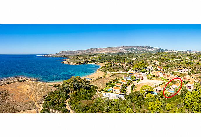 Aerial view showing location of Nafsika Beach House . - Nafsika Beach House . (Photo Gallery) }}