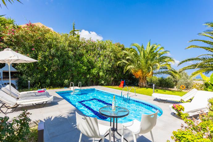 Private pool, terrace, and garden with sea views . - Villa Sevos . (Fotogalerie) }}