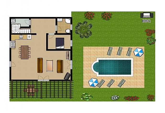 Floor Plan: Ground Floor . - Villa Garifallia . (Fotogalerie) }}