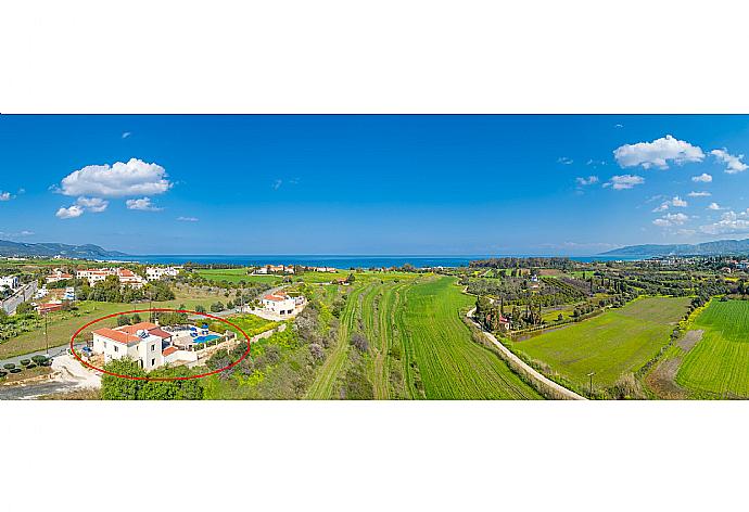 Aerial view showing location of Villa Prodromos . - Villa Prodromos . (Photo Gallery) }}