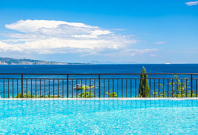 Private pool and terrace with panoramic sea views . - Villa Kerkyroula . (Photo Gallery) }}