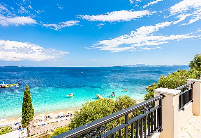 View of Krouzeri beach from upper terrace area . - Villa Kerkyroula . (Photo Gallery) }}