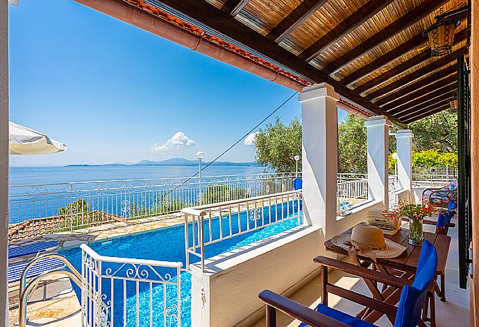 Sheltered terrace area with panoramic sea views . - Villa Elia . (Photo Gallery) }}