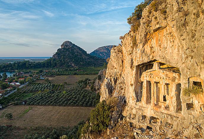 Ancient rock tombs overlooking Dalyan . - Villa Canberk . (Photo Gallery) }}