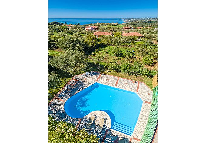 Aerial view of private pool and terrace . - Villa Russa Dionisis . (Photo Gallery) }}