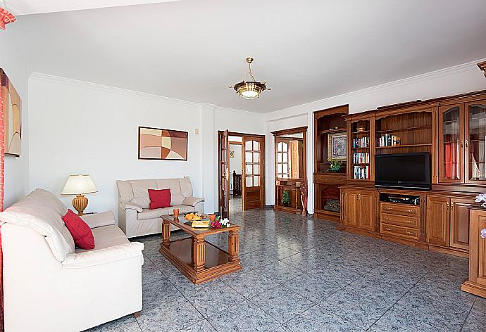 Living room with WiFi internet, satellite TV, DVD player and terrace access . - Villa Ramos Uno . (Fotogalerie) }}