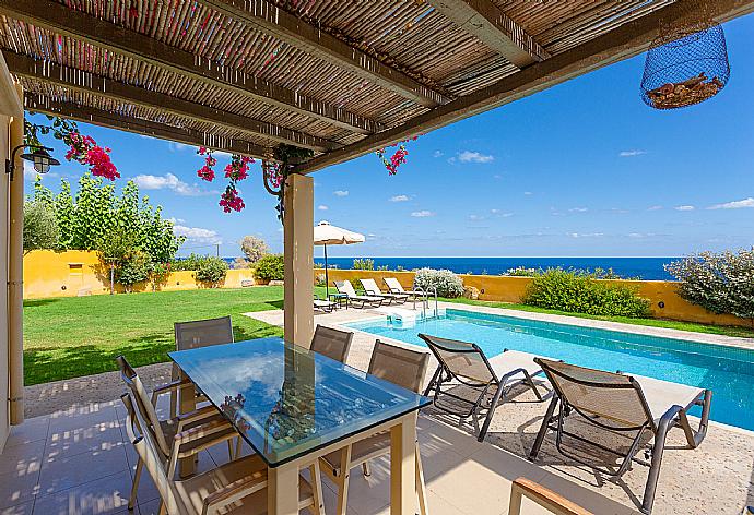 Partially sheltered terrace area with panoramic sea views . - Villa Almira . (Photo Gallery) }}