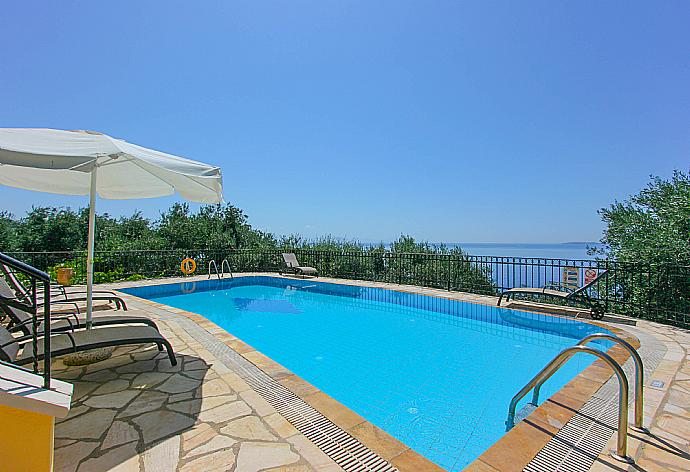 Private pool with terrace area and views . - Villa Spyros . (Photo Gallery) }}