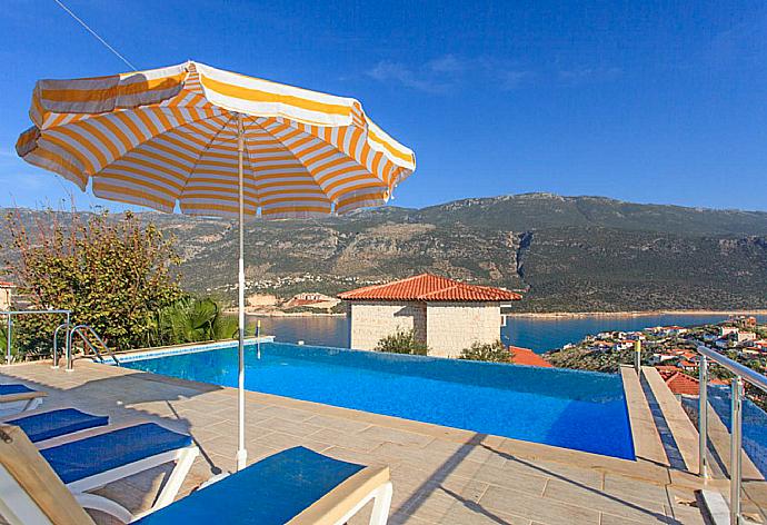 Private pool and terrace with sea views . - Villa Erdem . (Photo Gallery) }}