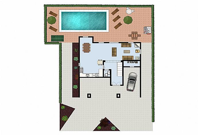 Floor plan of ground floor . - Villa Bougainvillea . (Galerie de photos) }}