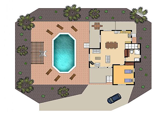 Floor Plan: Ground Floor . - Villa Charoula Thio . (Photo Gallery) }}