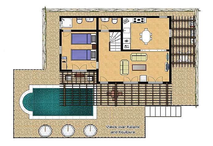 Floor plan - Pool Level . - Villa Emilios . (Galerie de photos) }}