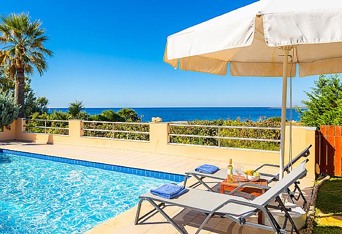 Private pool and terrace with sea views . - Maria Beach House . (Photo Gallery) }}