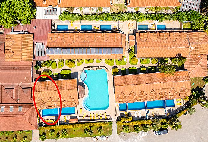 Aerial view of Paradise Club showing location of Villa Deniz Paradise . - Villa Deniz Paradise . (Fotogalerie) }}