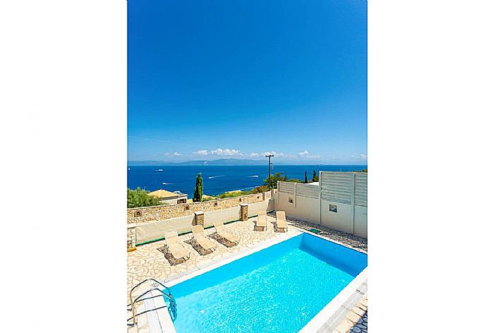 View of pool and sea from balcony . - Villa Anastasia . (Photo Gallery) }}