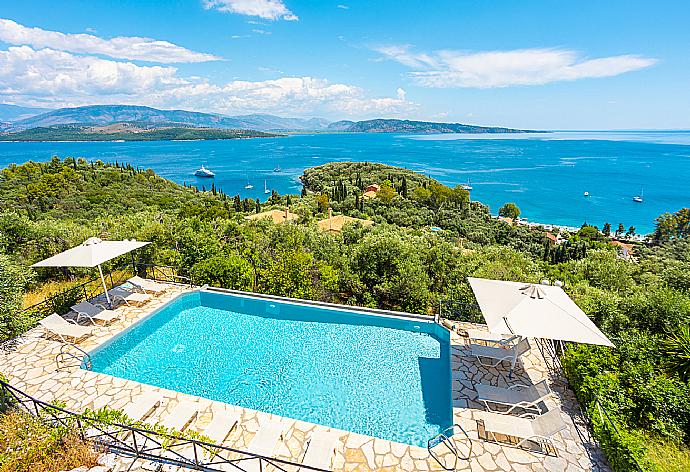 Private infinity pool, terraces, and gardens with panoramic sea views . - Villa Vasso . (Photo Gallery) }}