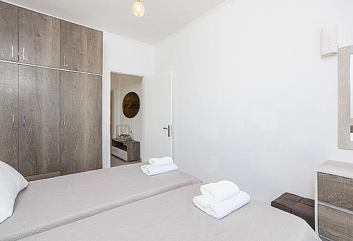 Twin bedroom with A/C and sea views . - Villa Vasso . (Photo Gallery) }}