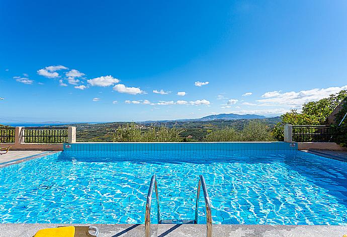 Private infinity pool and terrace with panoramic sea and countryside views . - Villa Zeus . (Photo Gallery) }}