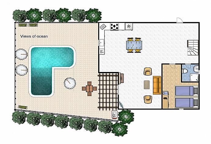 Floor Plan: Ground Floor . - Villa Thalia Katerina . (Photo Gallery) }}