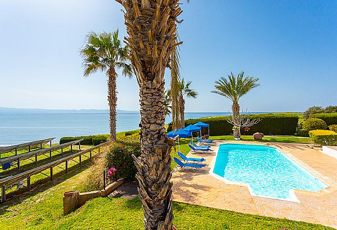 Private pool, terrace, and garden with panoramic sea views . - Villa Pelagos . (Photo Gallery) }}