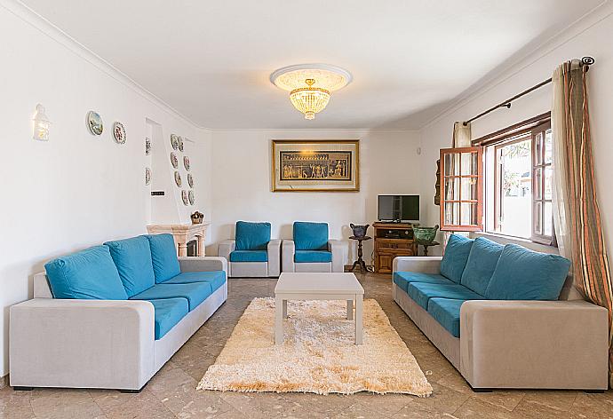 Living room with ornamental fireplace and TV . - Brisa Do Mar . (Galleria fotografica) }}