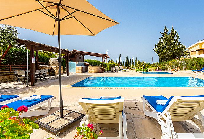 Private pool, terrace, and garden with sea views . - Villa Xenios Dias . (Photo Gallery) }}