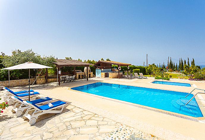 Private pool, terrace, and garden with sea views . - Villa Xenios Dias . (Photo Gallery) }}