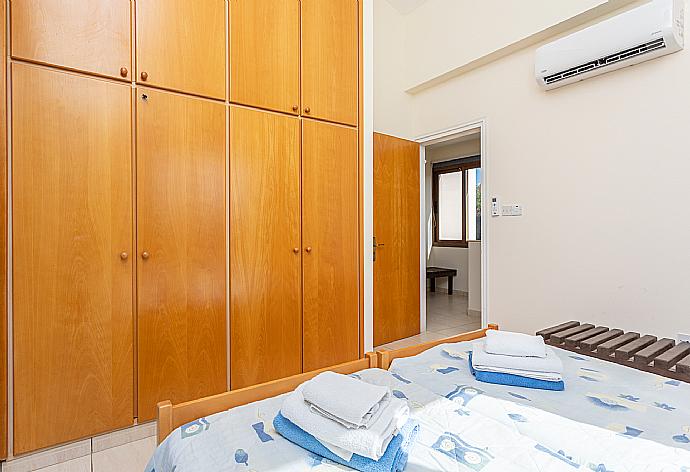 Twin bedroom with with A/C, sea views, and balcony access . - Villa Halima Georgios . (Photo Gallery) }}