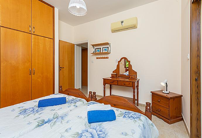 Twin bedroom with A/C and terrace access . - Villa Halima Stefanos . (Photo Gallery) }}