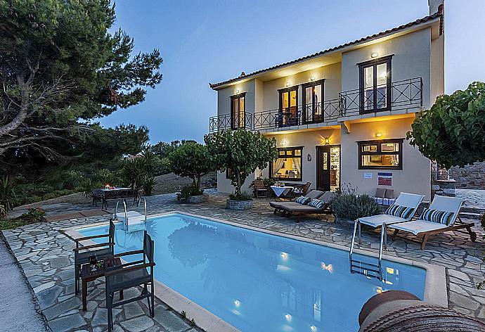 Private pool with terrace area . - Villa Raches . (Photo Gallery) }}