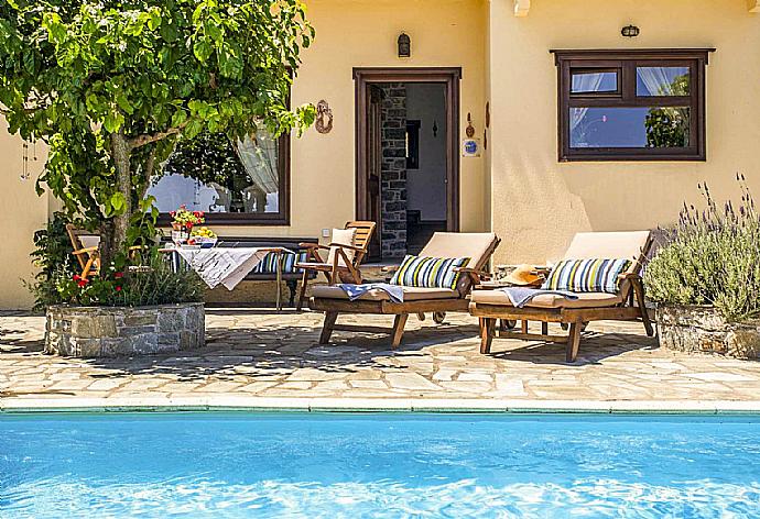 Private pool with terrace area . - Villa Raches . (Галерея фотографий) }}
