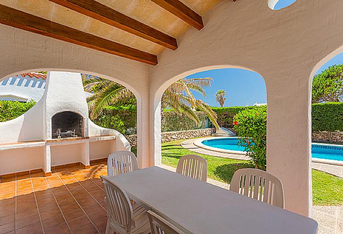 Private pool and partially sheltered terrace area with BBQ . - Villa Noixa . (Photo Gallery) }}
